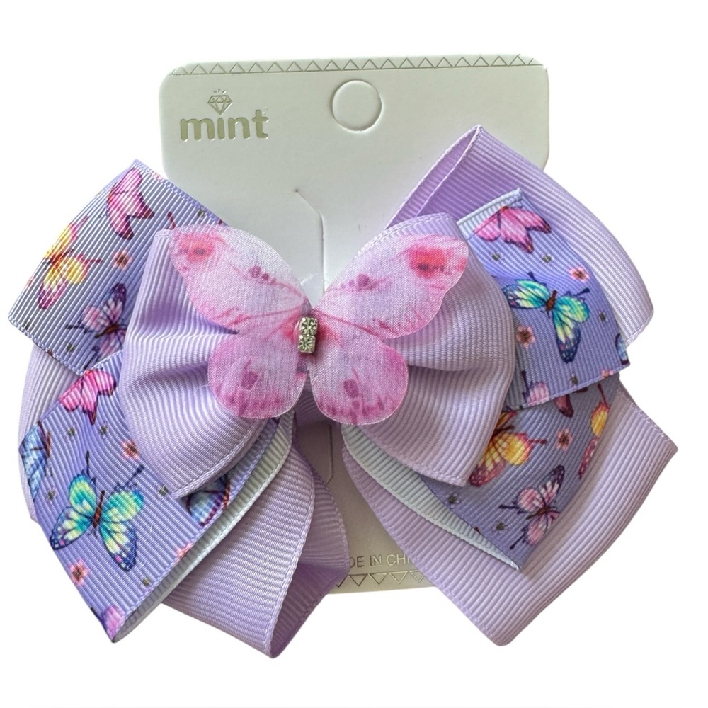 Mint Purple Butterfly Large 4” Bow Hair Clip NWT 3/$15✨